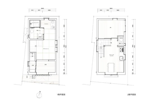 平面図　1F・2F