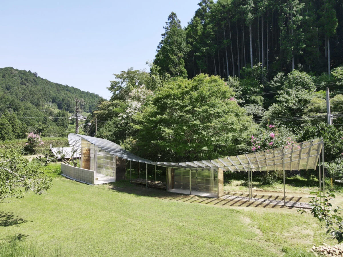 Pergola 田舎暮らしの実践を肯定する、樹木と混ざり合った透明な小屋